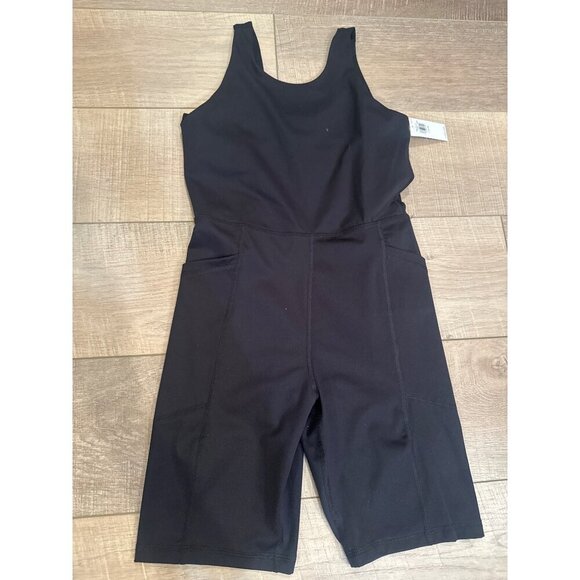 Old Navy Active Powersoft Black Romper With Pockets Girls L (10-12) Go-Dry Stre - Picture 4 of 6